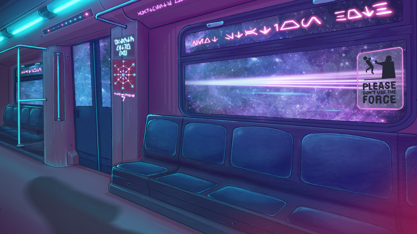 Обои видеоигра, неон, метро, пурпурный цвет, здание в разрешении 1366x768