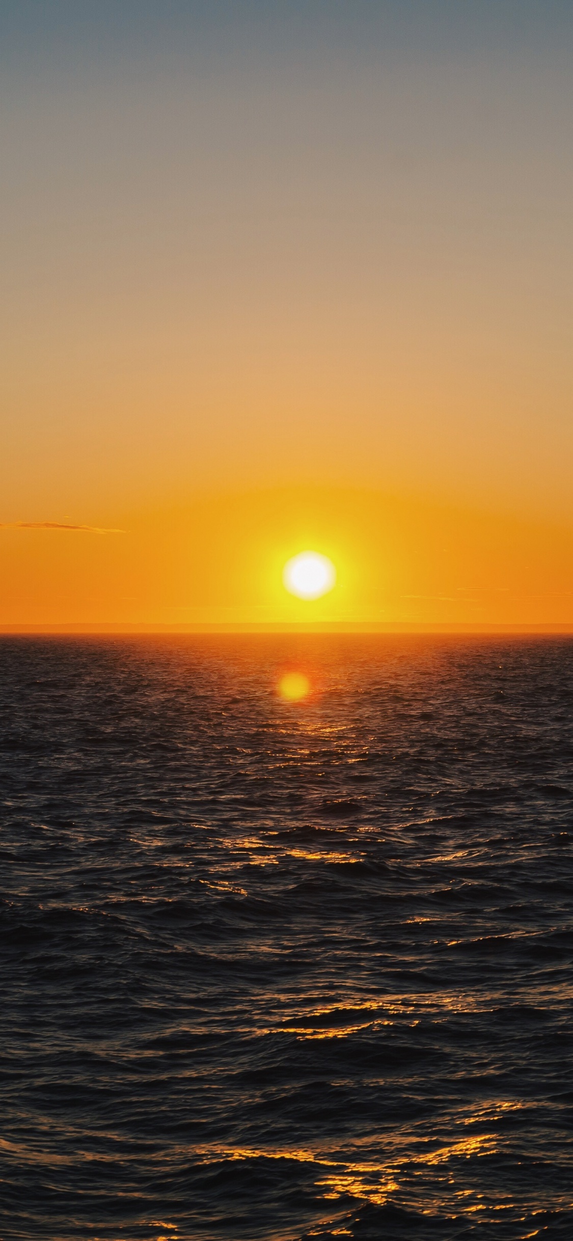 Обои закат, море, океан, восход солнца, горизонт в разрешении 1125x2436