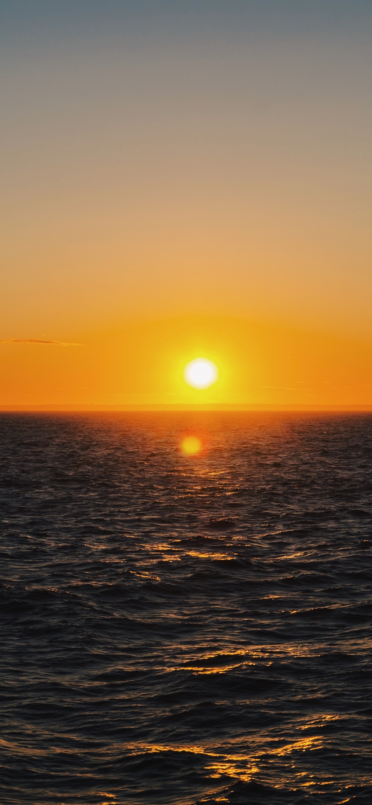 Обои закат, море, океан, восход солнца, горизонт в разрешении 1242x2688