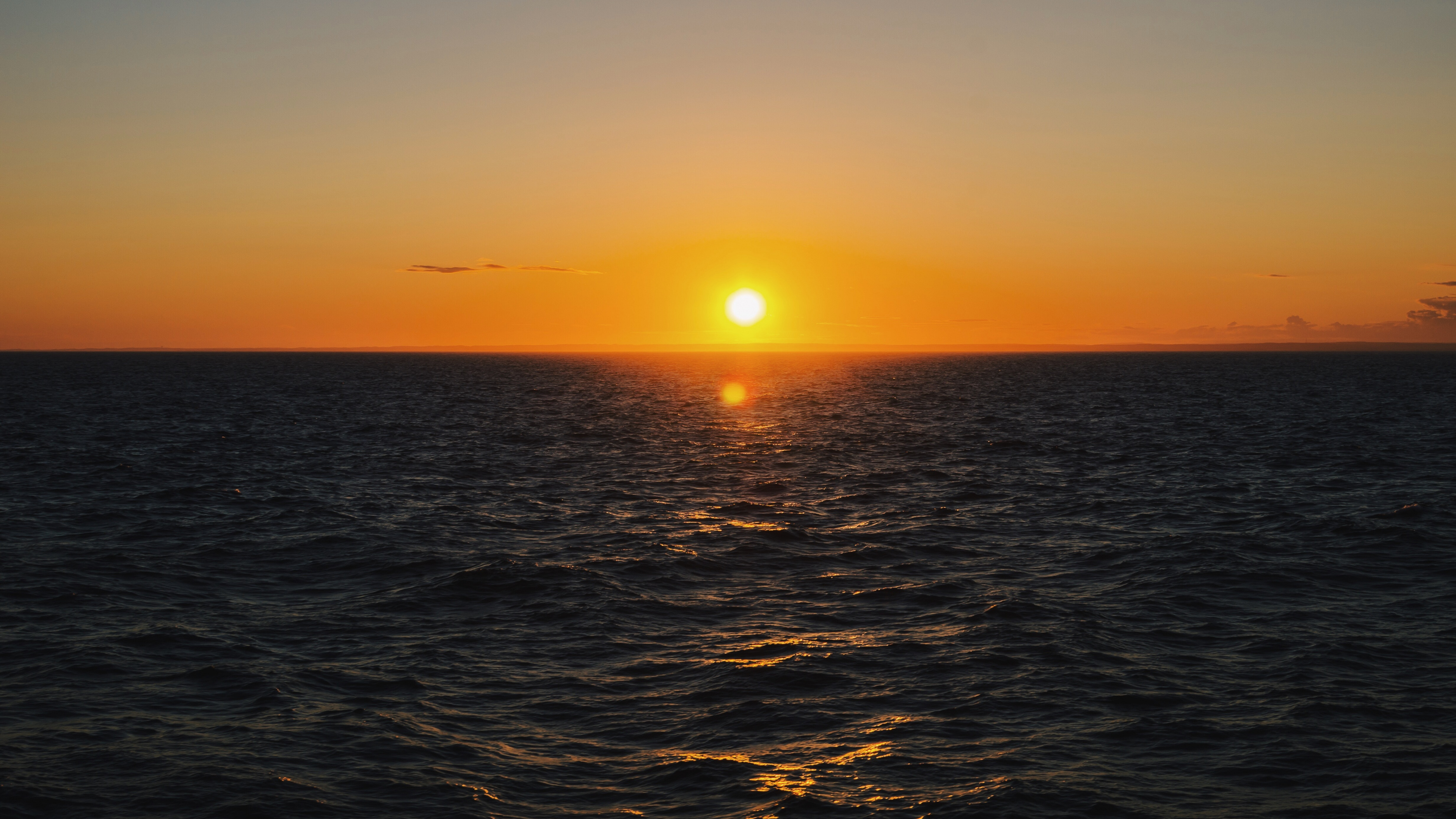 Обои закат, море, океан, восход солнца, горизонт в разрешении 3840x2160