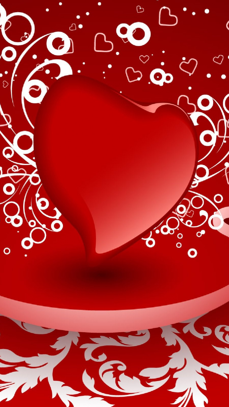 Обои День Святого Валентина, 14 февраля, красный цвет, сердце, любовь в разрешении 750x1334