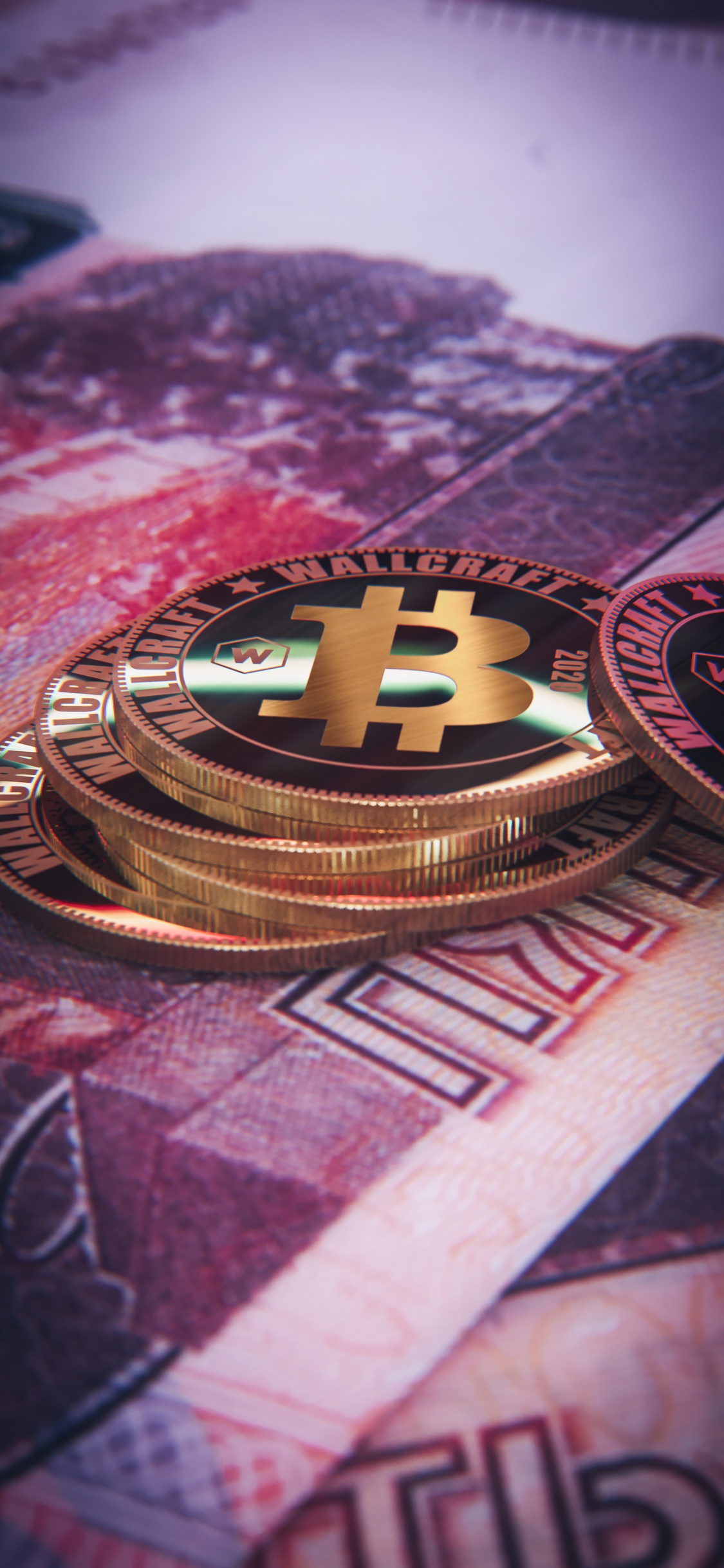 Обои круг, пурпурный цвет, полутона и оттенки, деньги, электрик в разрешении 1125x2436