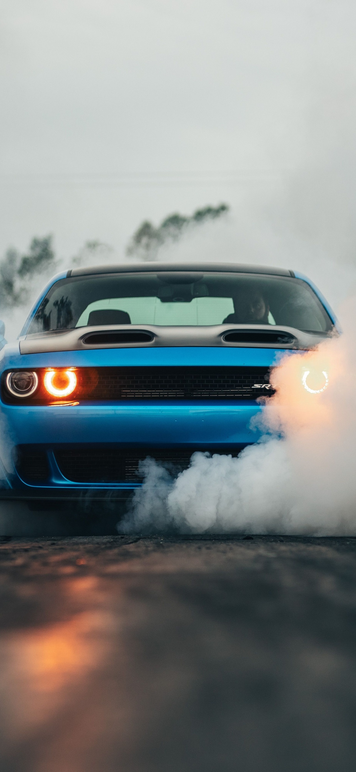 Обои dodge, 2019 Додж Челленджер СРТ мегеру, авто, мускул кар, дрифтинг в разрешении 1242x2688