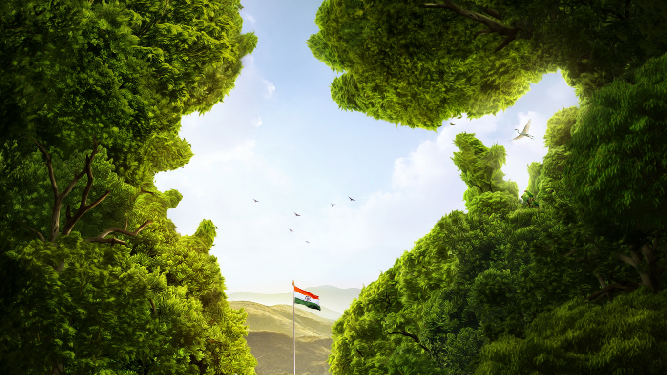 Обои Индия, Флаг Индии, зеленый, природа, растительность в разрешении 1366x768