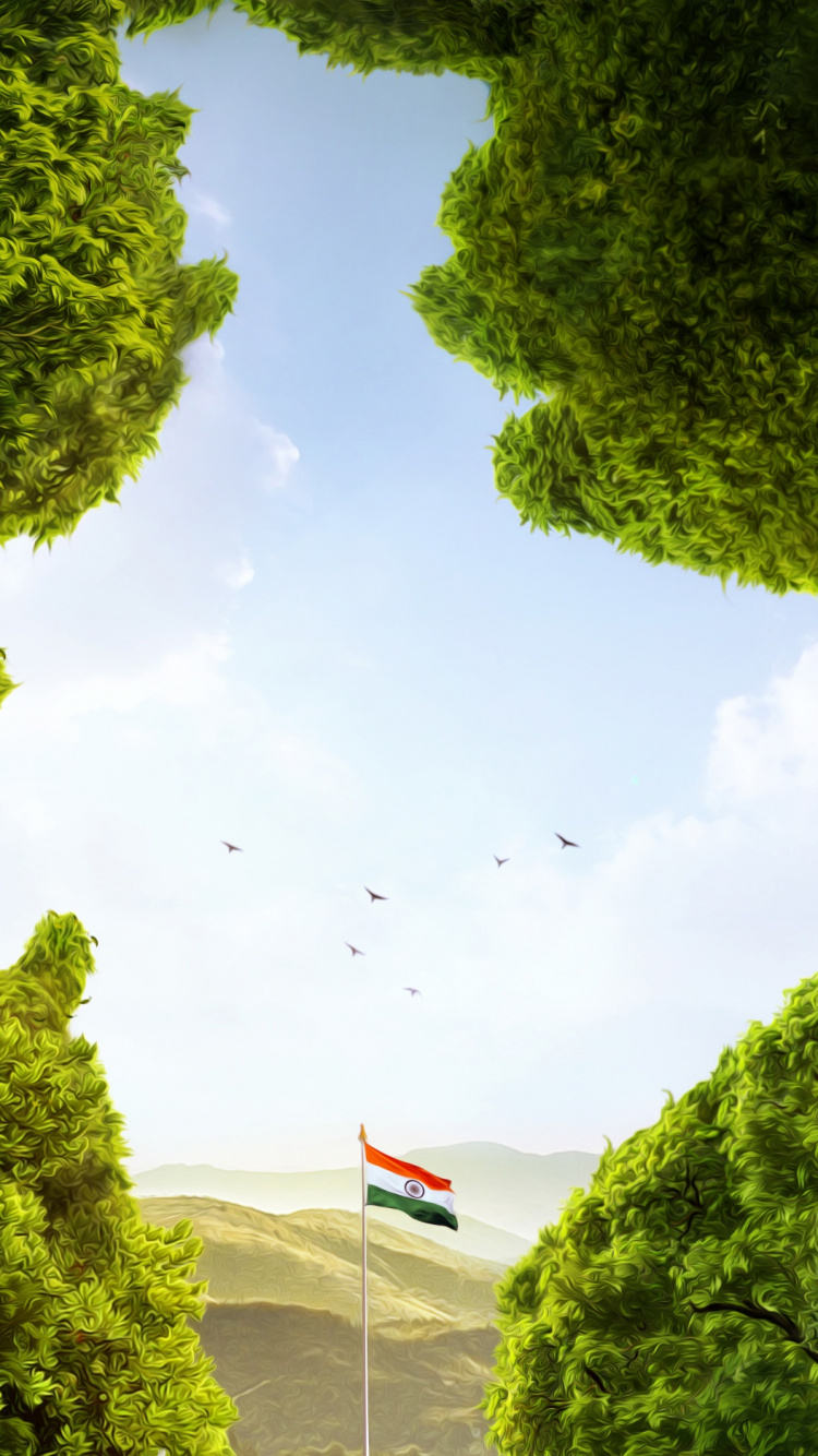 Обои Индия, Флаг Индии, зеленый, природа, растительность в разрешении 750x1334