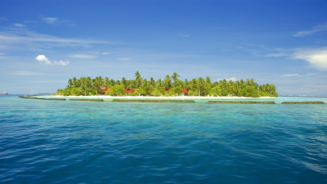 Обои Курумба Мальдивы, бали, Остров, прибежище, море в разрешении 1280x720