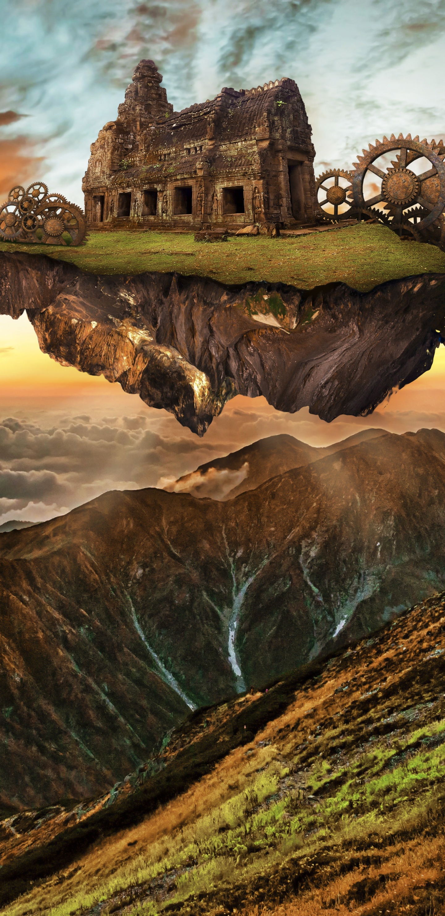 Обои природа, природный ландшафт, пейзаж, замок, рок в разрешении 1440x2960