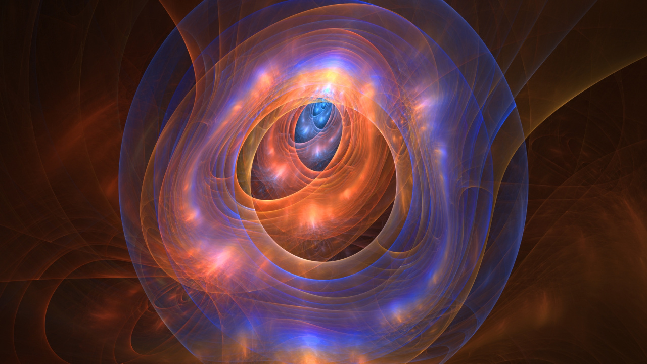 Обои фрактальное искусство, свет, круг, вихрь, сфера в разрешении 1280x720