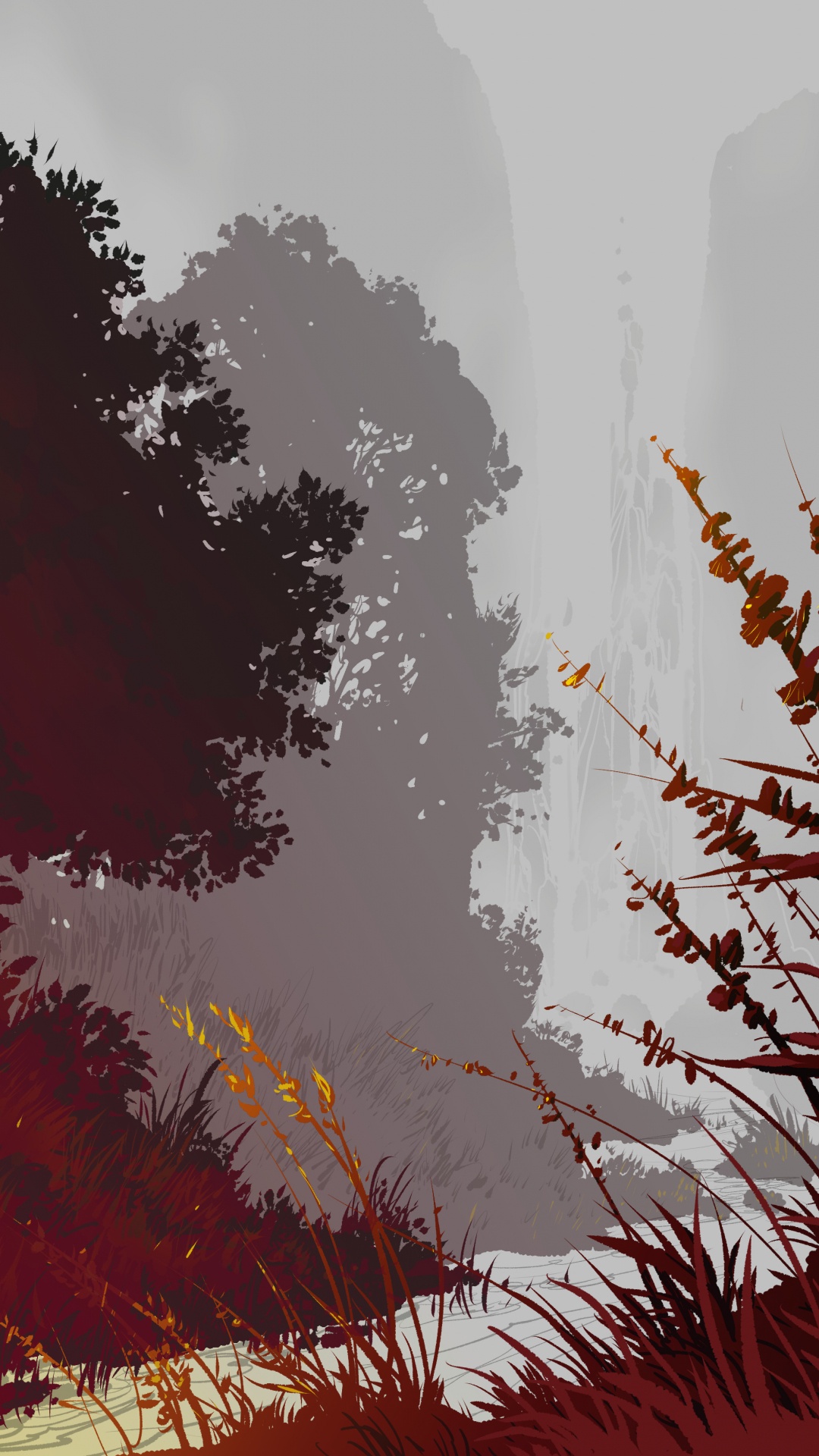 Обои красный цвет, природа, растительность, дерево, окружающая среда в разрешении 1080x1920