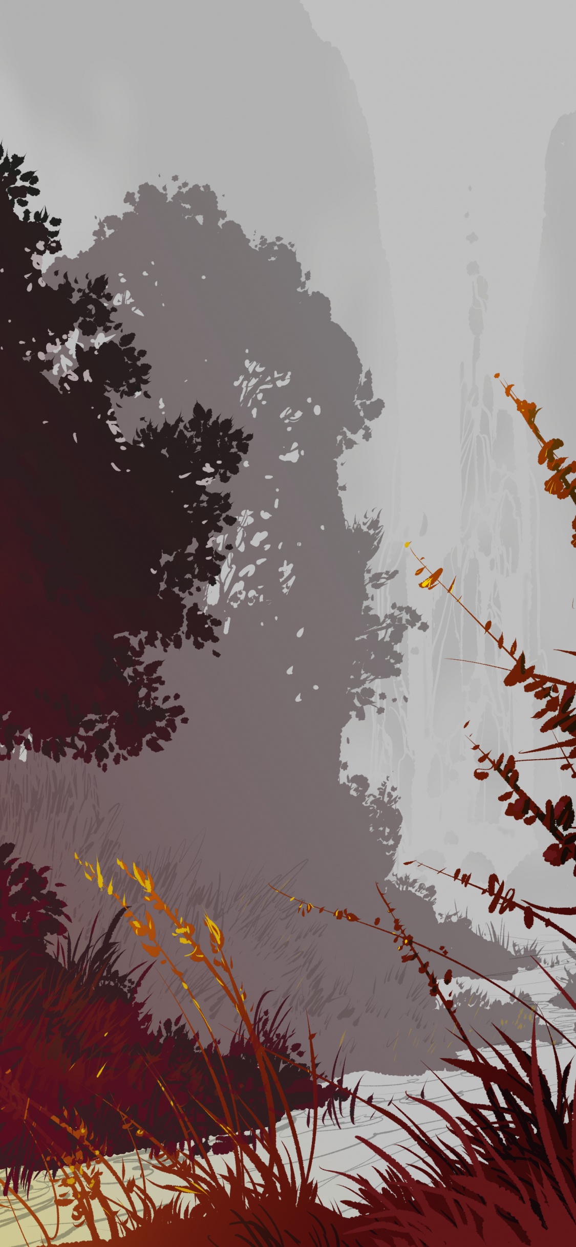 Обои красный цвет, природа, растительность, дерево, окружающая среда в разрешении 1125x2436