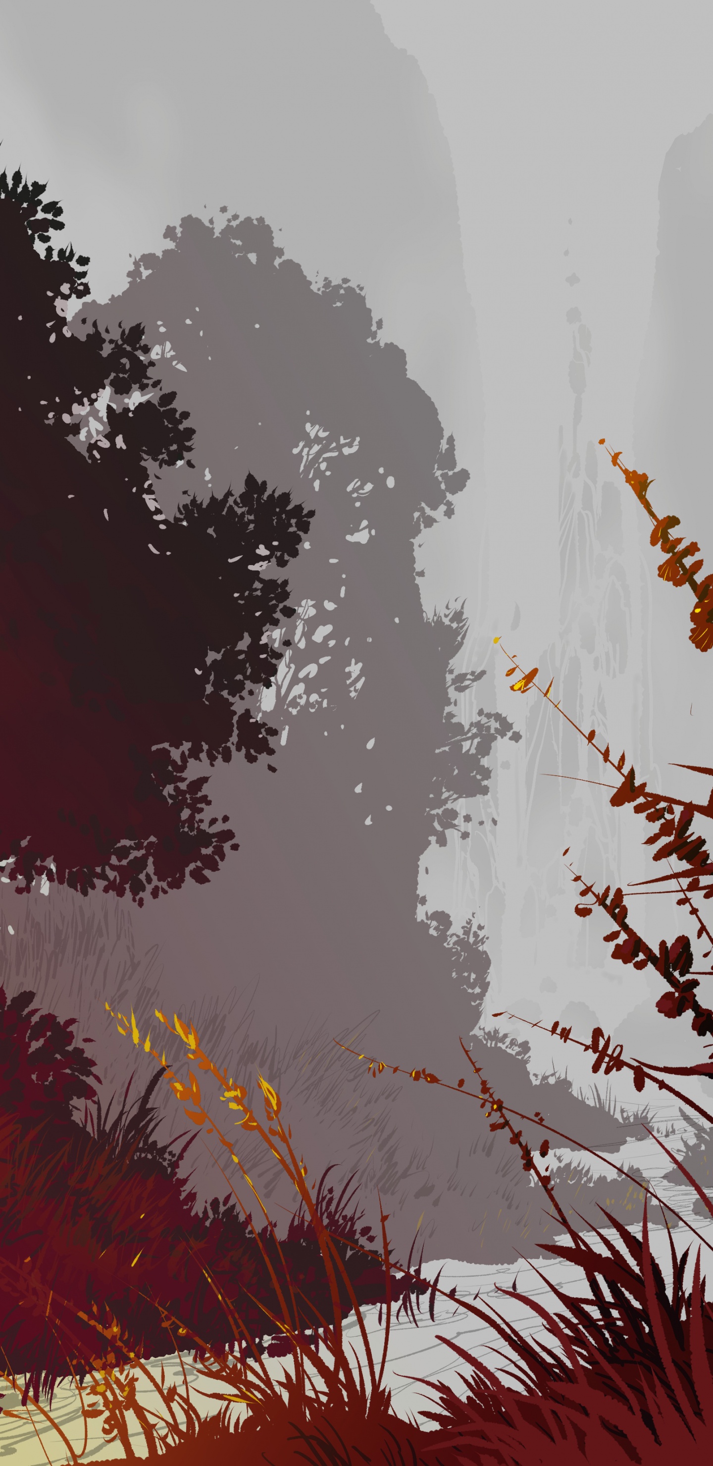 Обои красный цвет, природа, растительность, дерево, окружающая среда в разрешении 1440x2960