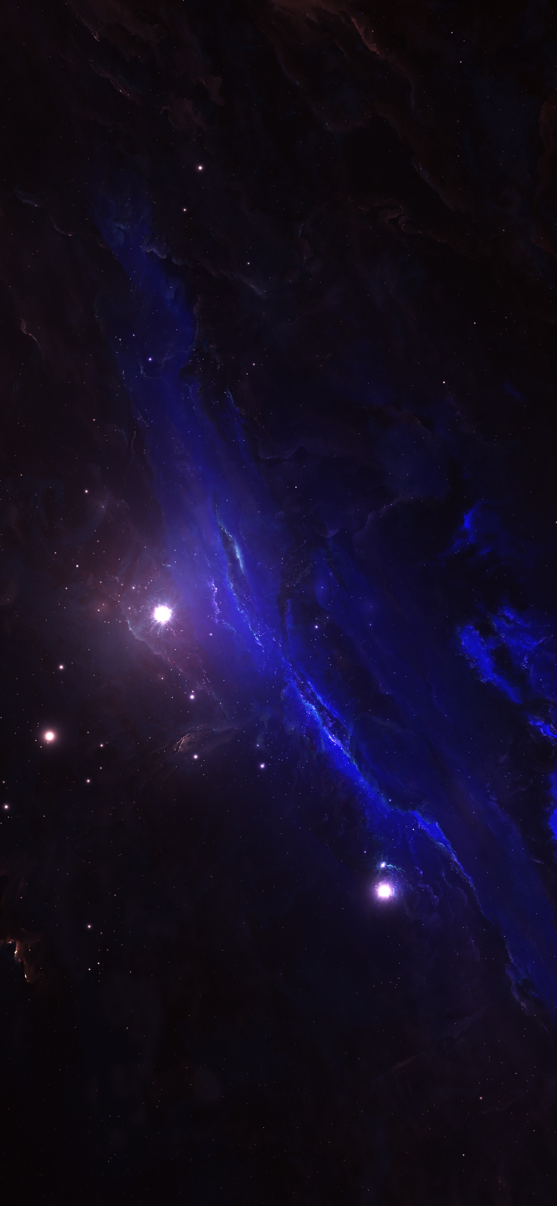 Обои туманность, астрономический объект, свет, темнота, атмосфера в разрешении 1125x2436
