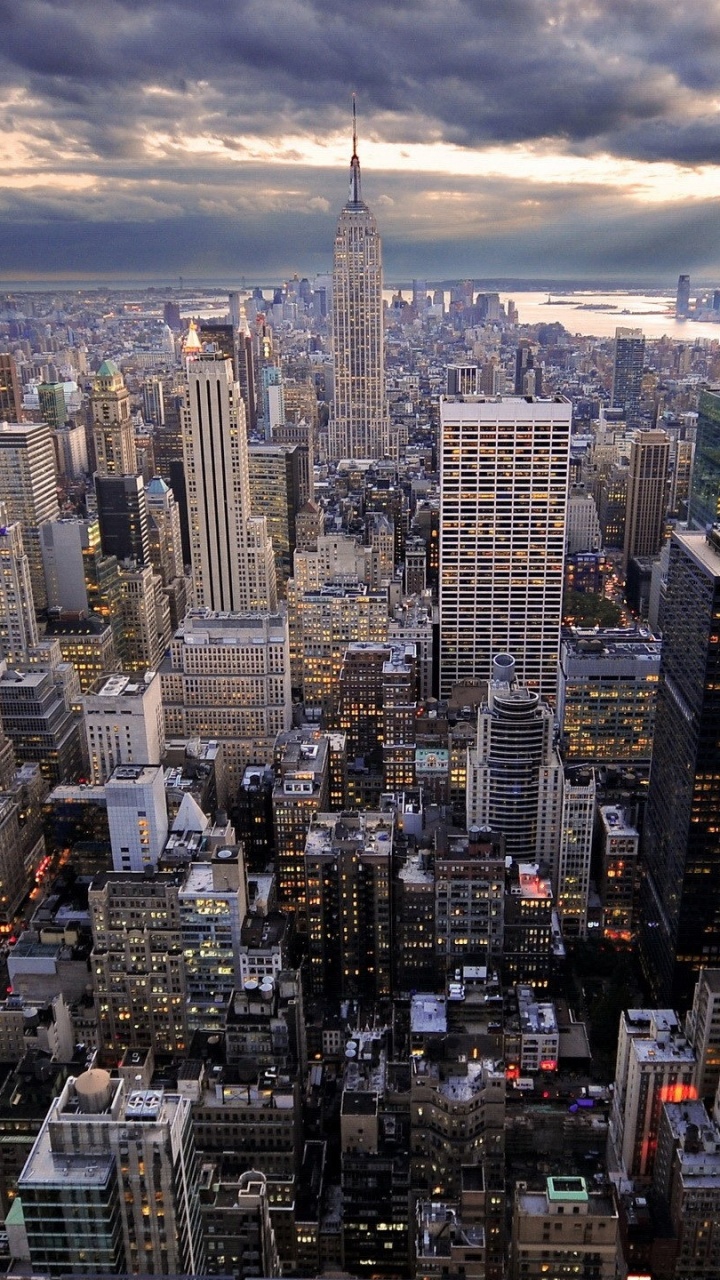 Обои Нью-Йорк, Манхеттен, линия горизонта, город, городской пейзаж в разрешении 720x1280