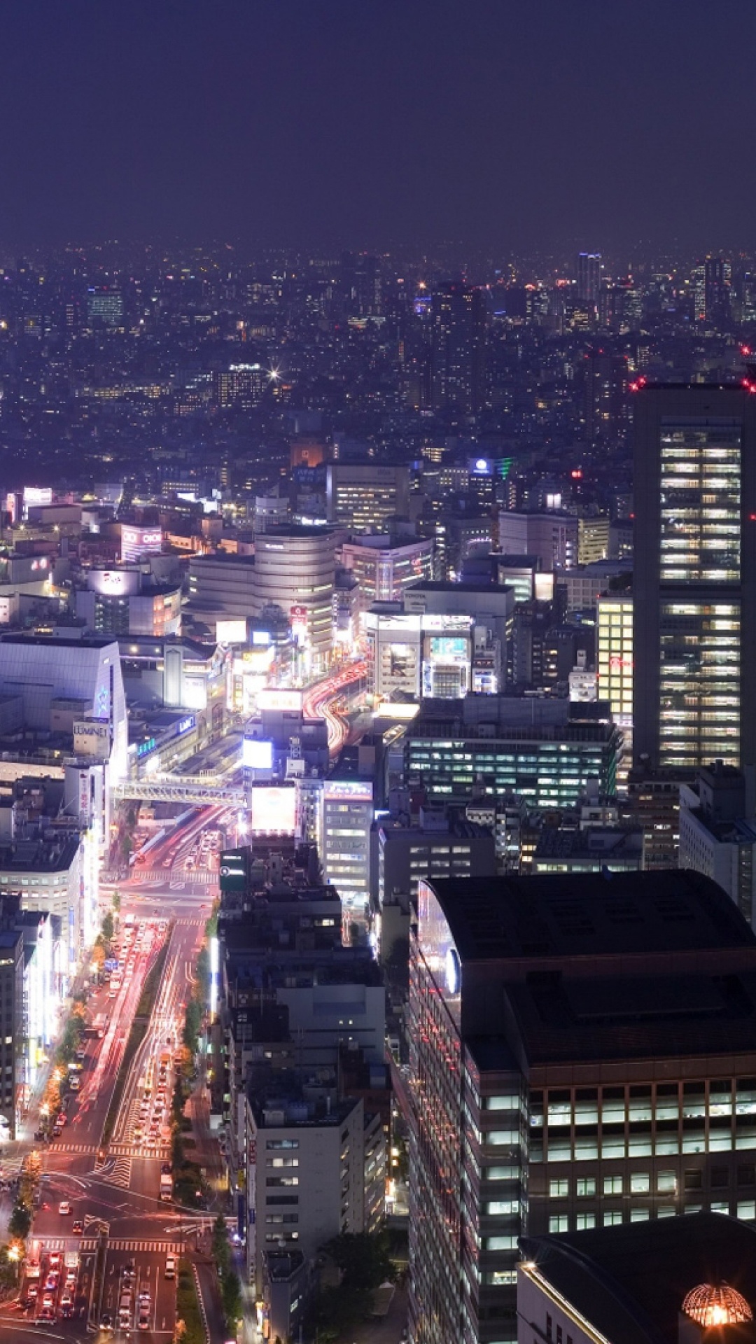 Обои город, ночь, городской пейзаж, метрополия, городской район в разрешении 1080x1920