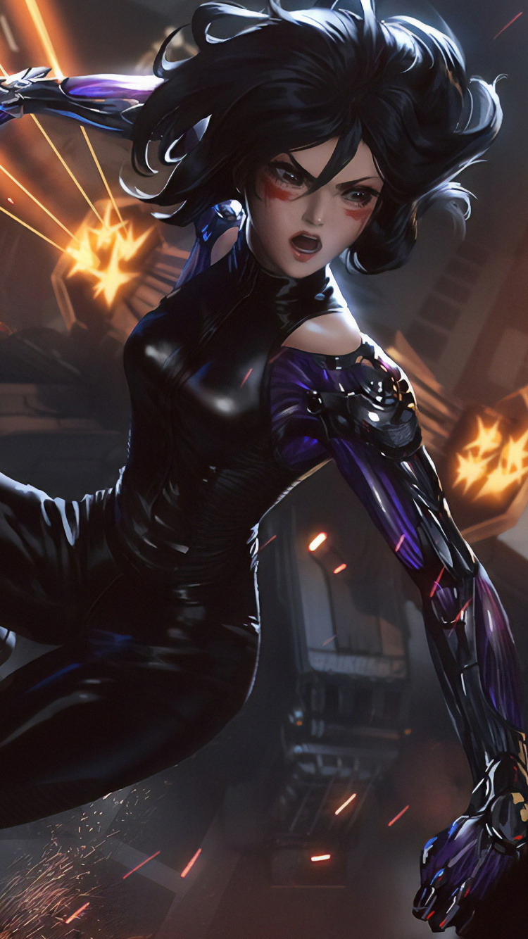 Обои Алита Боевой Ангел, Боевой Ангел Алита, свет, мультфильм, темнота в разрешении 750x1334