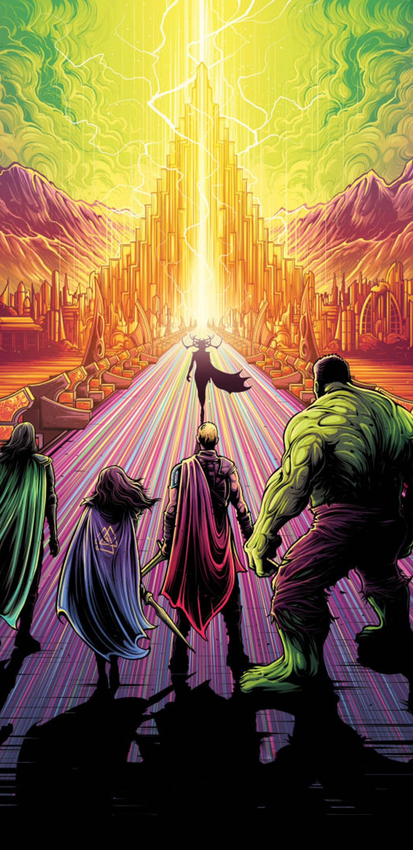 Обои Тор Рагнарёк арт, Тор Рагнарок, Крис Хемсворт, постер, арт в разрешении 1440x2960