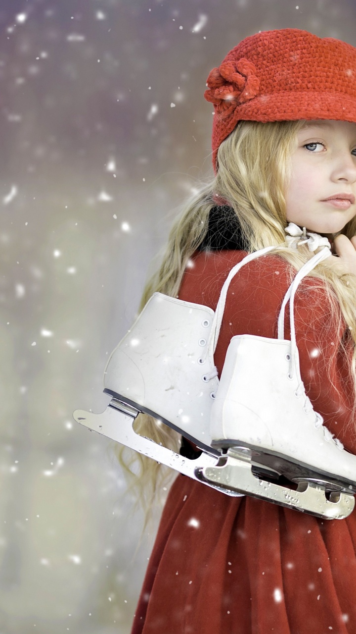 Обои зима, прическа, белые, Люди в природе, дизайн одежды в разрешении 720x1280