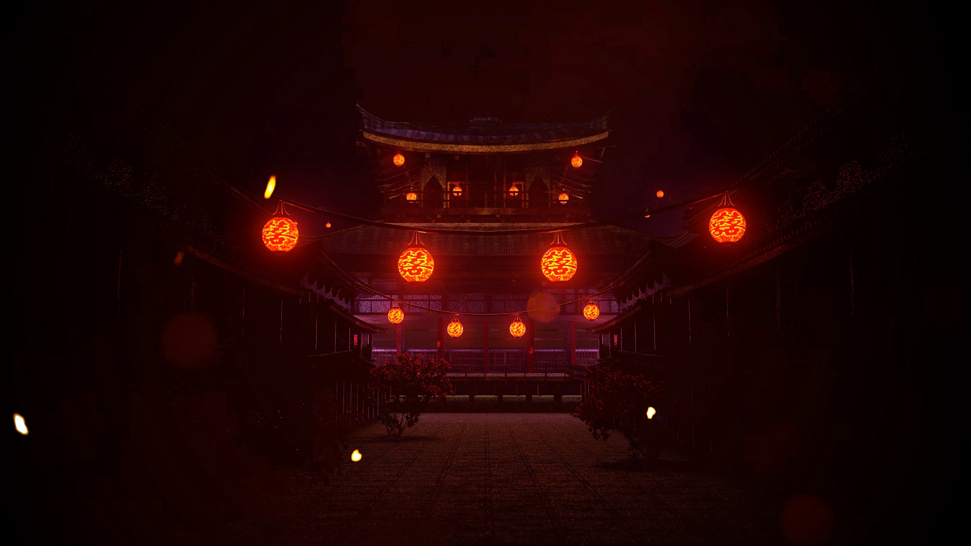 Обои темнота, свет, красный цвет, освещение, Апельсин в разрешении 1920x1080