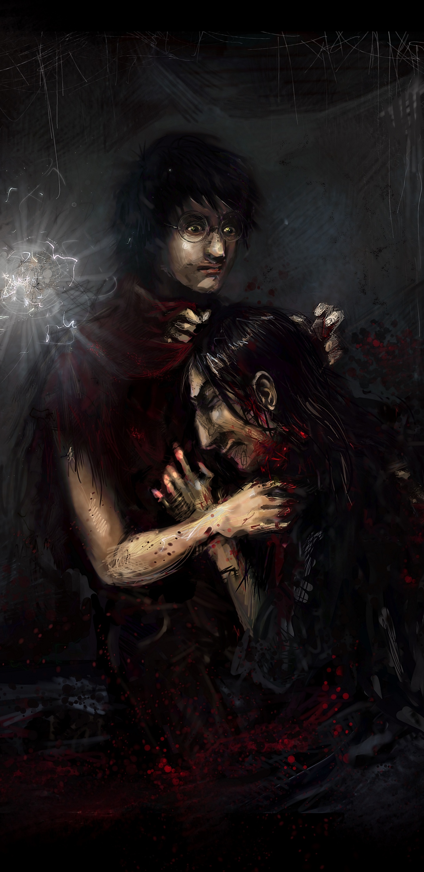 Обои темнота, Гарри Поттер, полночь, спелеотуризм, Вселенная Гарри Поттера в разрешении 1440x2960