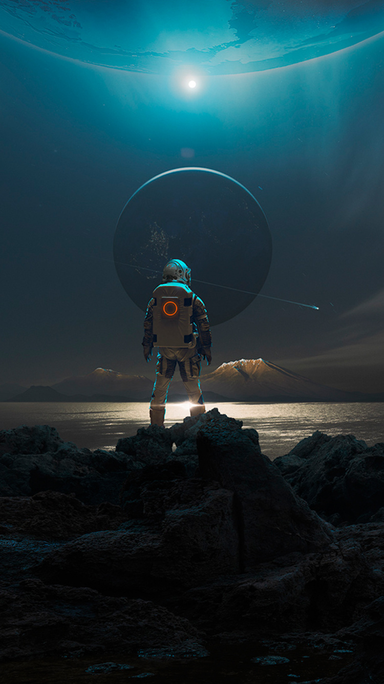 Обои Кросс Бэй, космос, атмосфера, вода, горизонт в разрешении 750x1334