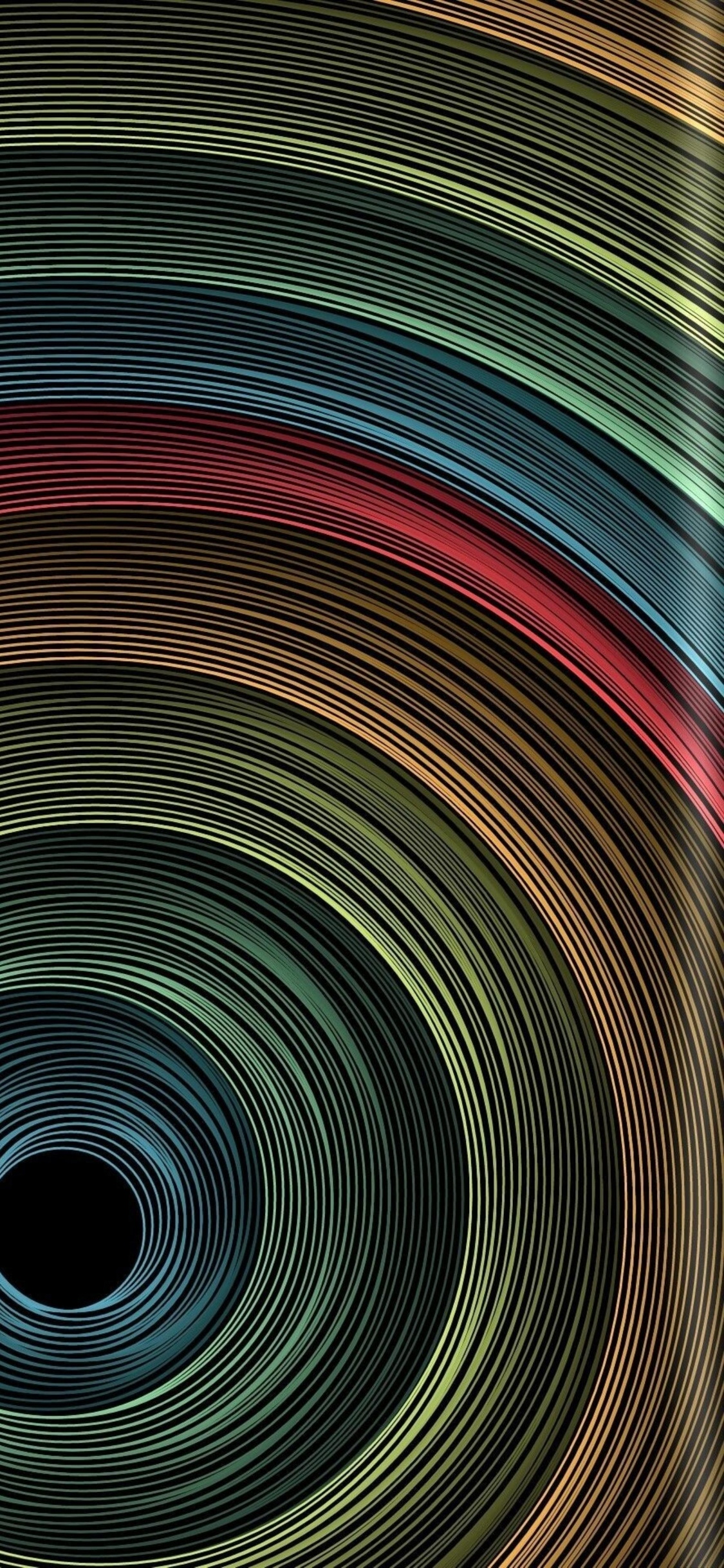 Обои красочность, вода, свет, черный, линия в разрешении 1125x2436