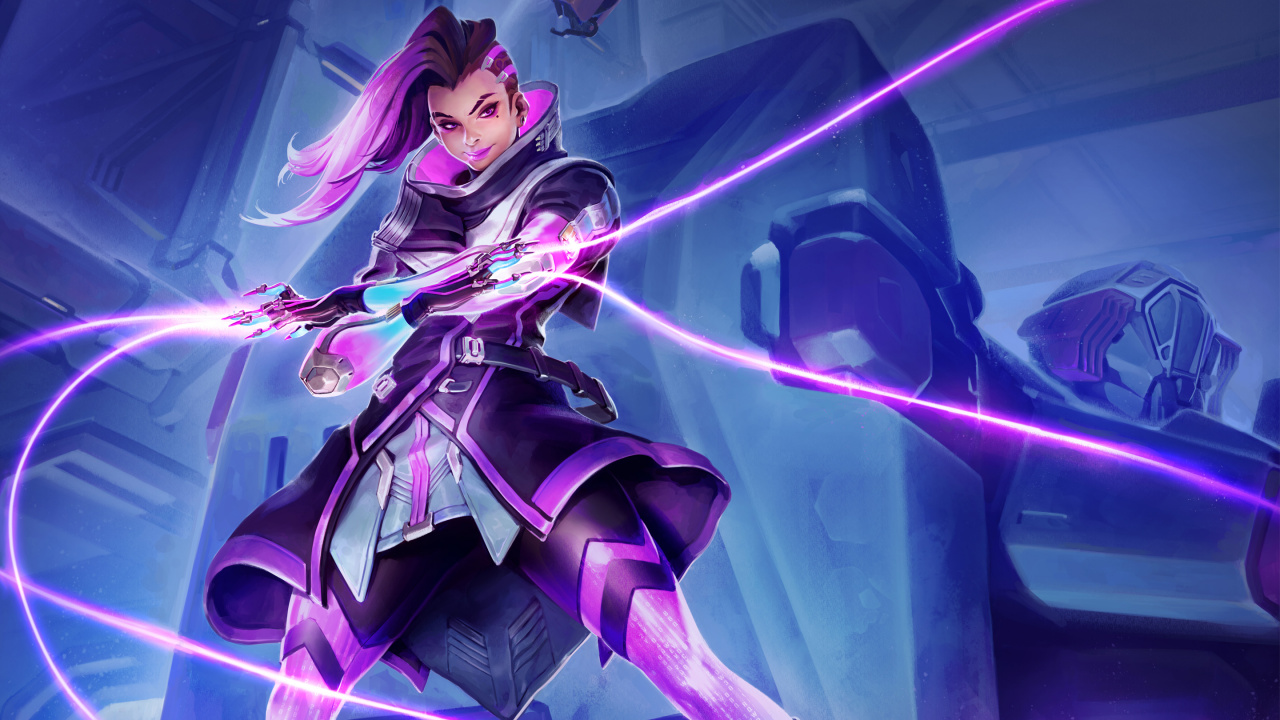 Обои Overwatch, Сомбра, Blizzard Entertainment, Диабло, пурпур в разрешении 1280x720