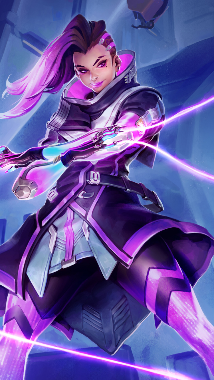 Обои Overwatch, Сомбра, Blizzard Entertainment, Диабло, пурпур в разрешении 750x1334