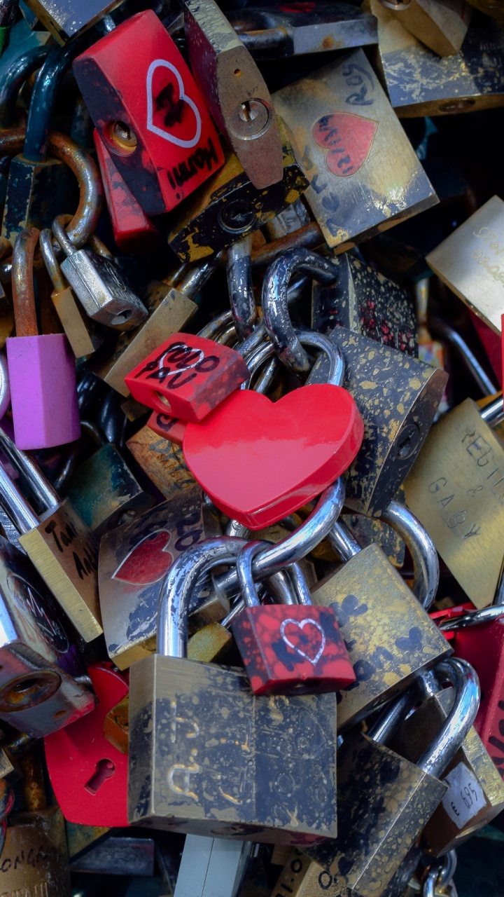 Обои клочок, материальное свойство, замок навесной, пластик, металл в разрешении 720x1280