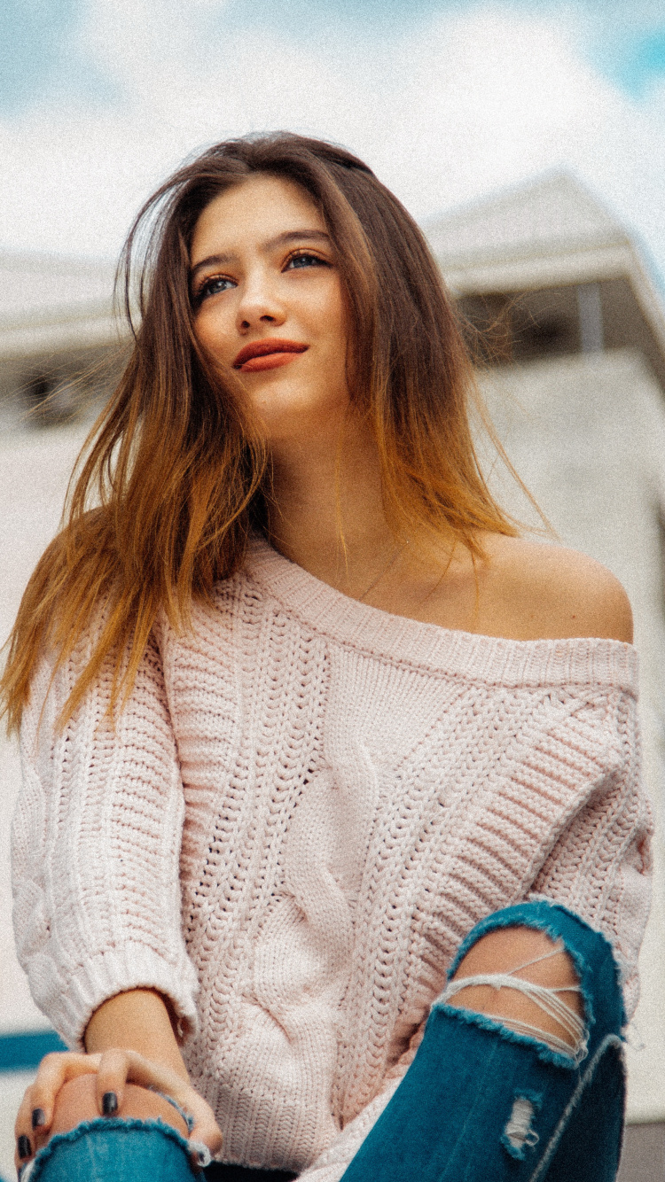 Обои красота, каштановые волосы, волосы, лицо, сустав в разрешении 750x1334