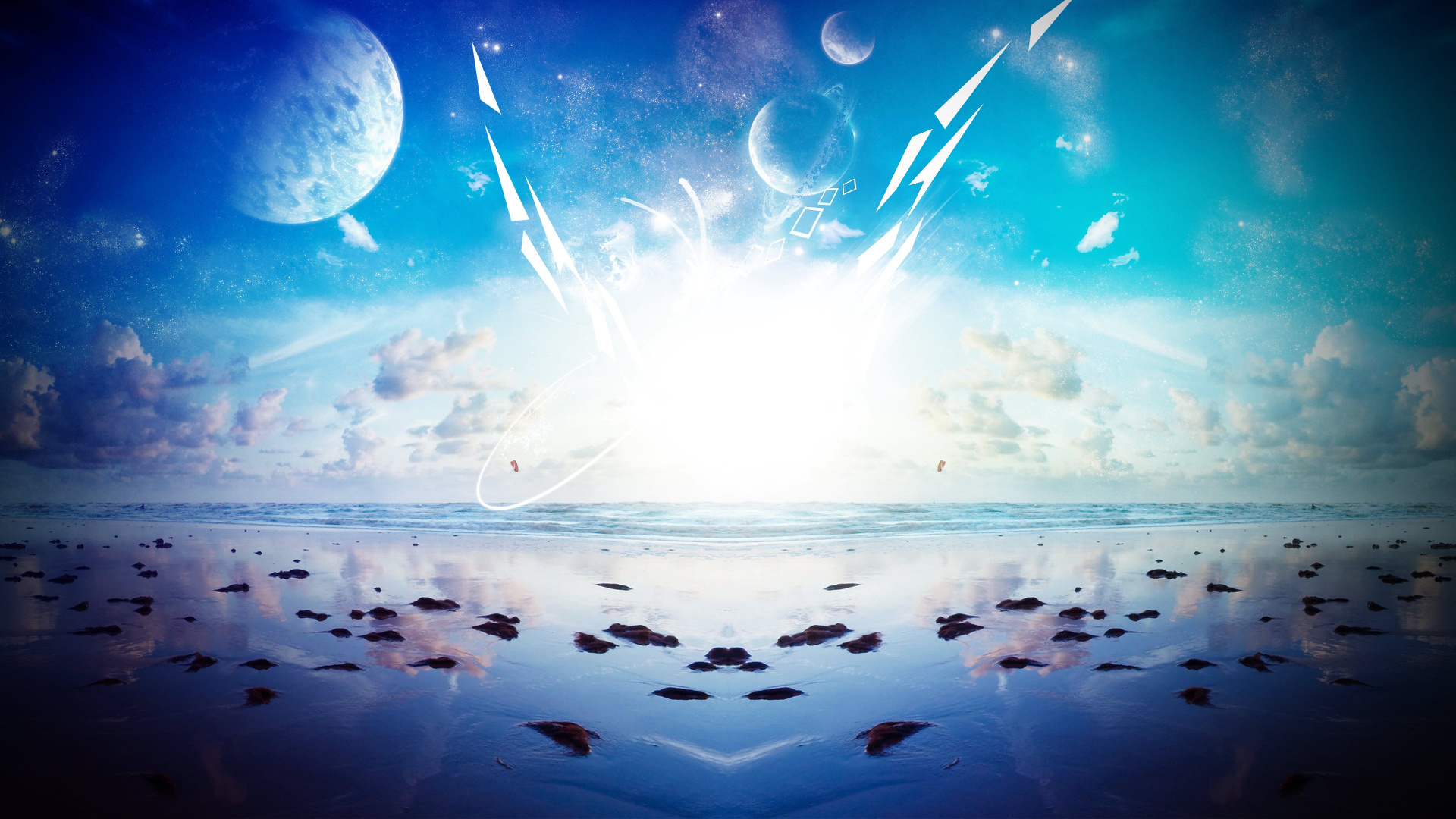 Обои синий, вода, облако, отражение, свет в разрешении 1920x1080