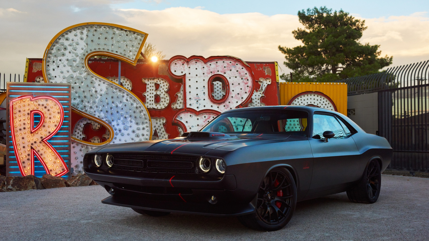 Обои 2016 Додж Челленджер, спорткар, Крайслер, авто, dodge в разрешении 1366x768