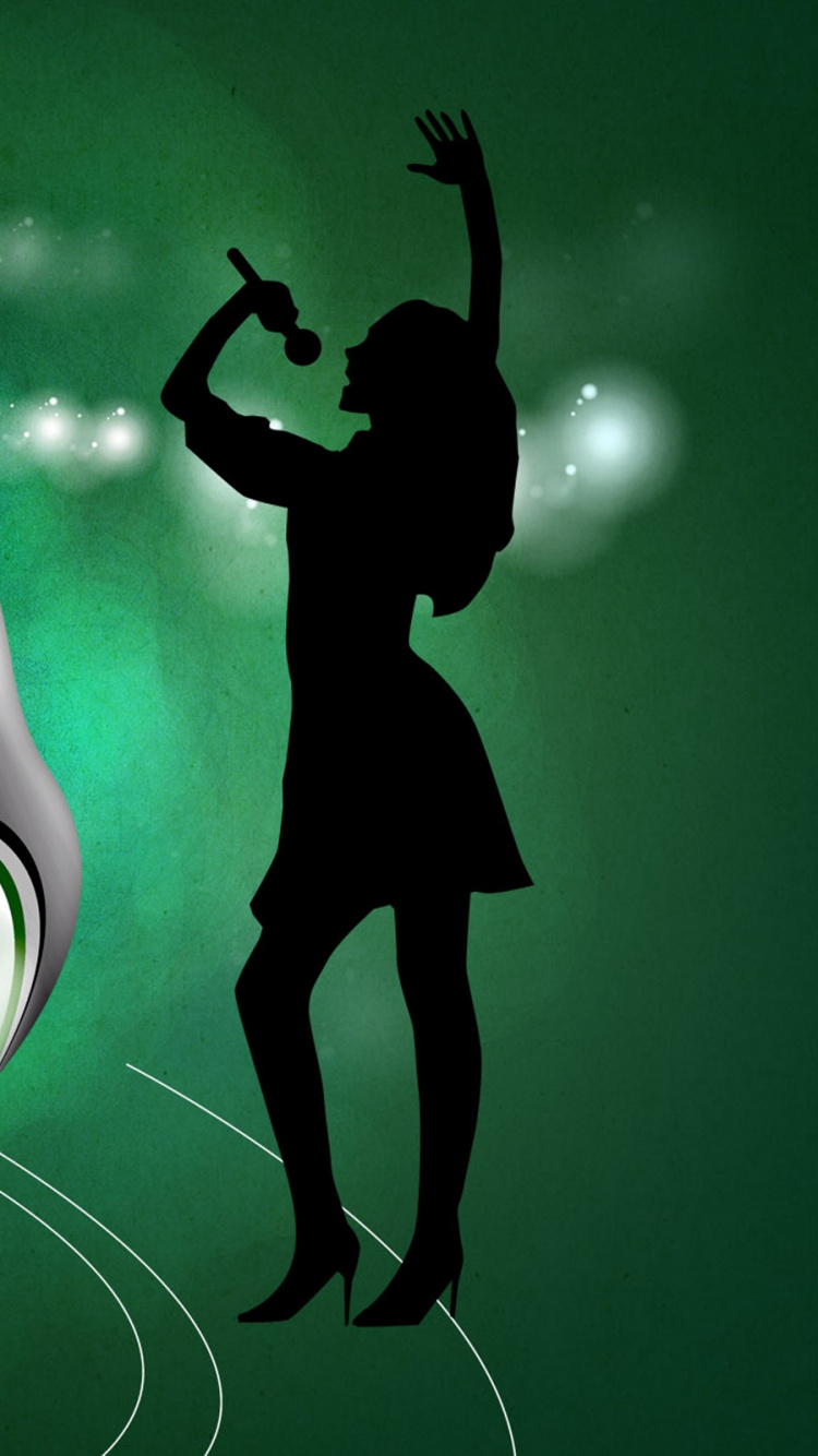 Обои зеленый, графический дизайн, иллюстрация, звуковое оборудование, музыка в разрешении 750x1334