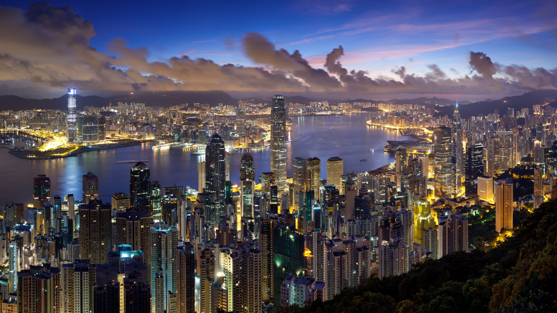 Обои Гонконг, городской пейзаж, город, метрополия, городской район в разрешении 1920x1080