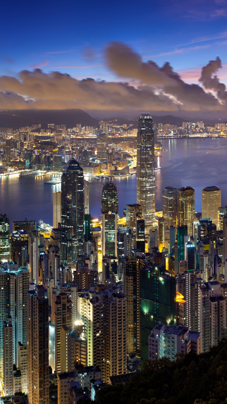 Обои Гонконг, городской пейзаж, город, метрополия, городской район в разрешении 750x1334