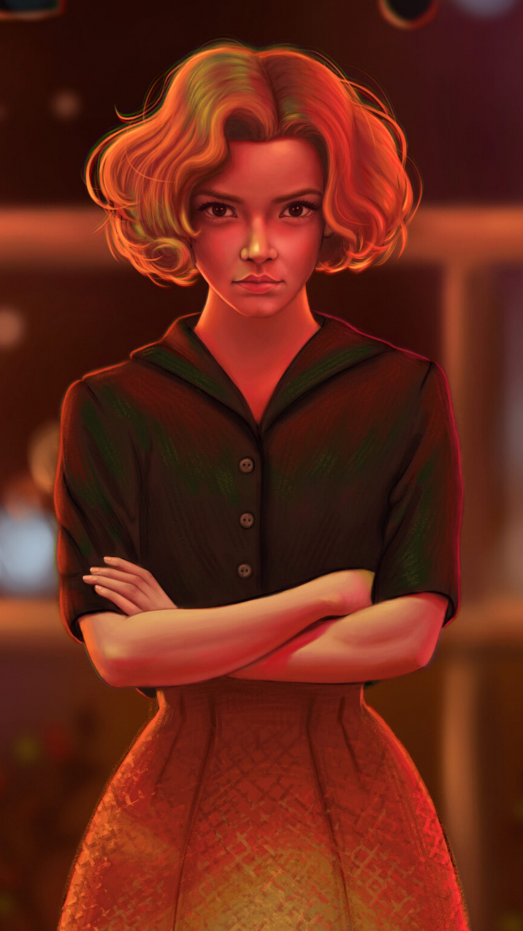 Обои Бет Хармон, телевидение, губа, прическа, Оранжевый цвет в разрешении 750x1334