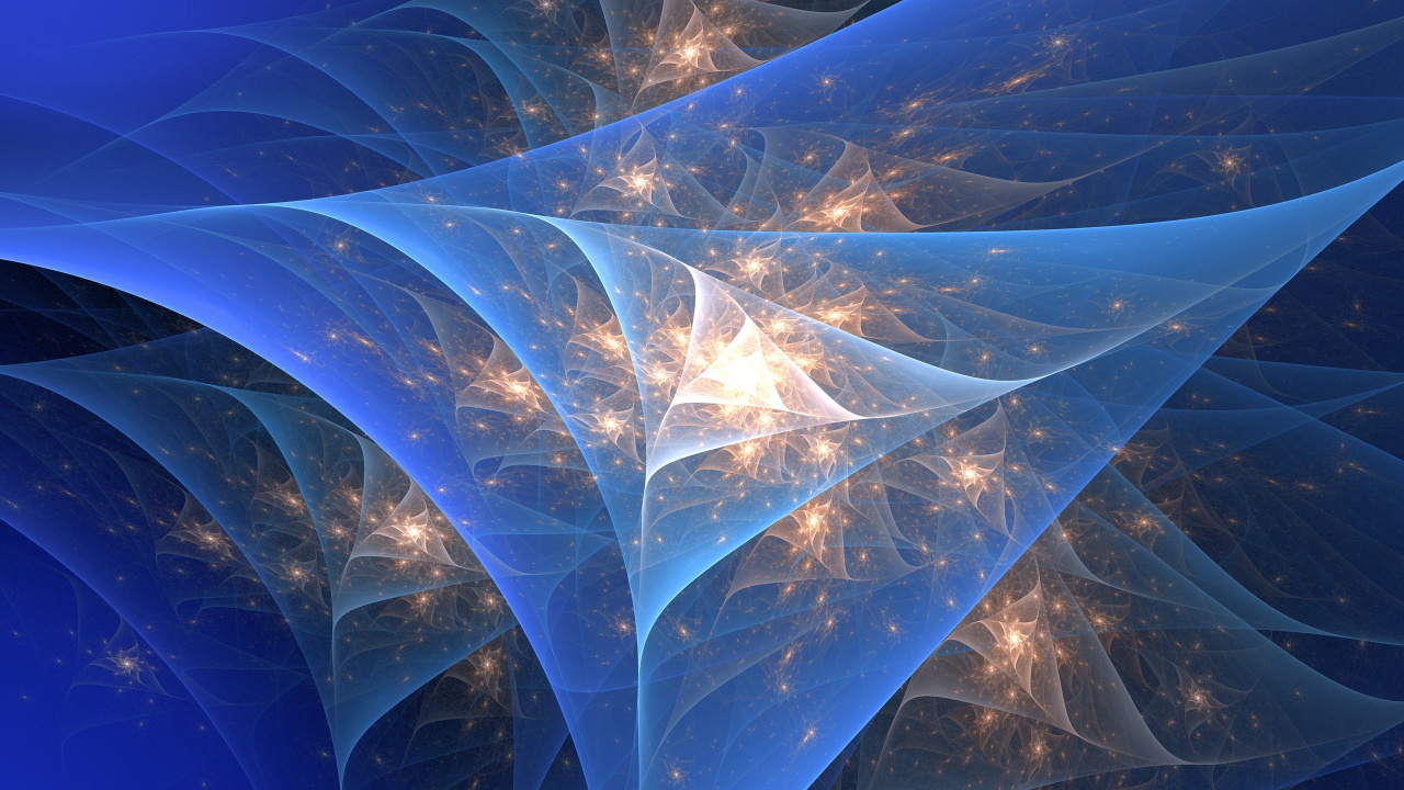 Обои фрактальное искусство, синий, космос, линия, атмосфера в разрешении 1280x720
