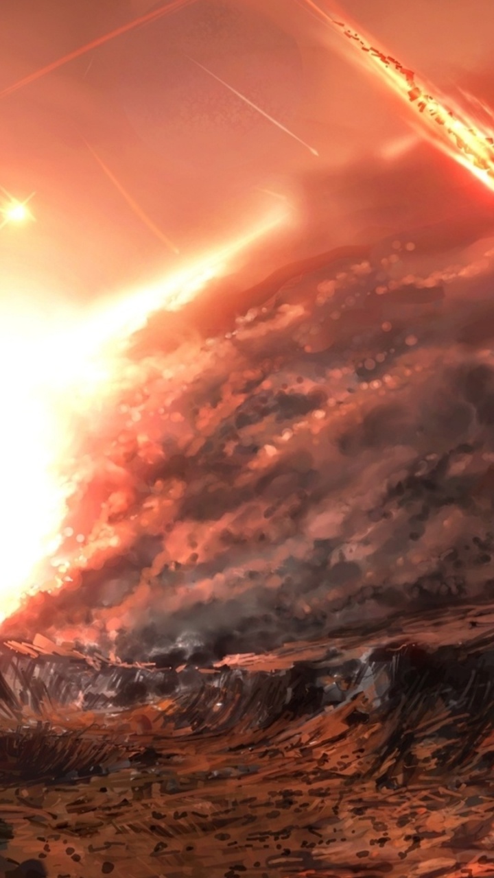 Обои арт, атмосфера, космос, лава, типы вулканических извержений в разрешении 720x1280