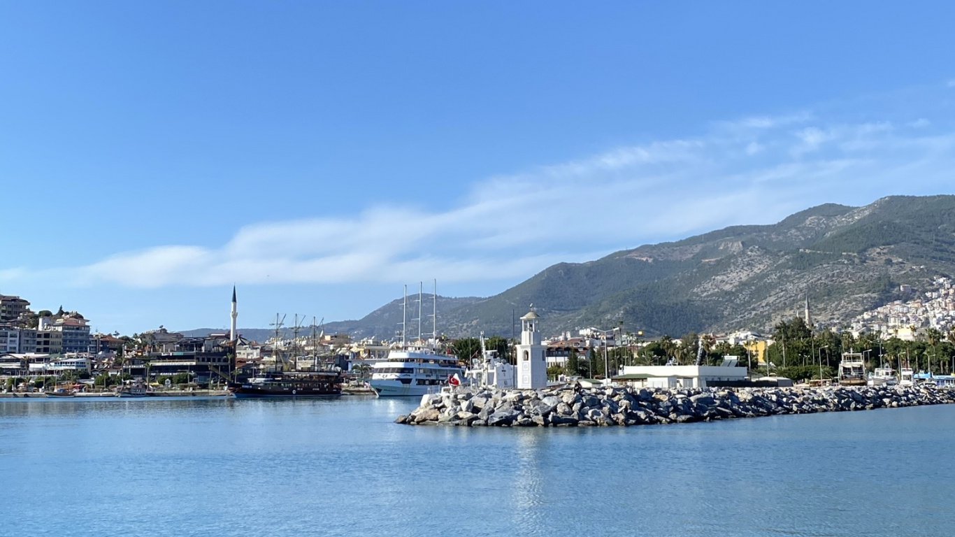 Обои море, вода, облако, озеро, Банк в разрешении 1366x768