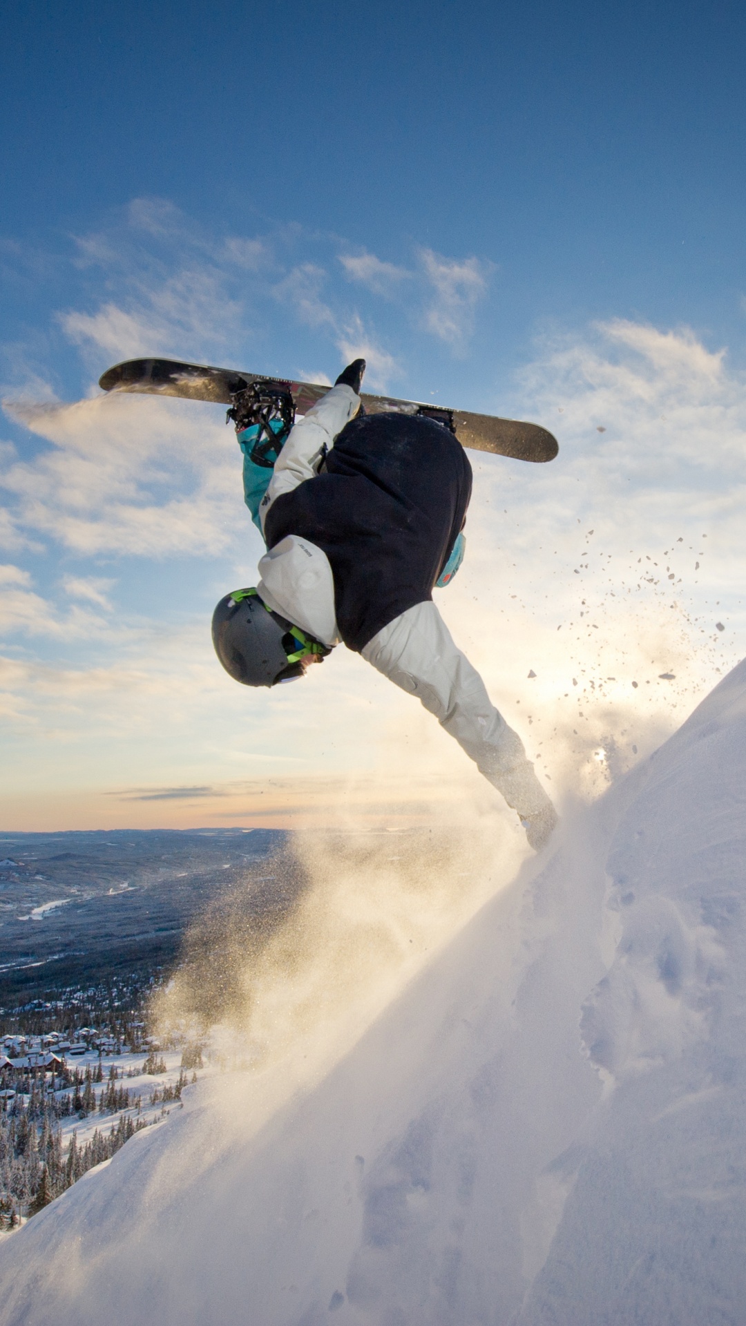 Обои сноуборд, экстремальный вид спорта, лыжи, снег, зимний спорт в разрешении 1080x1920