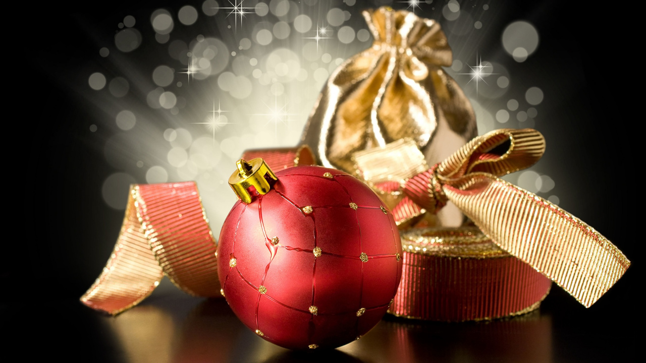 Обои Рождественский день, Новый год, рождественский орнамент, праздник, натюрморт в разрешении 1280x720