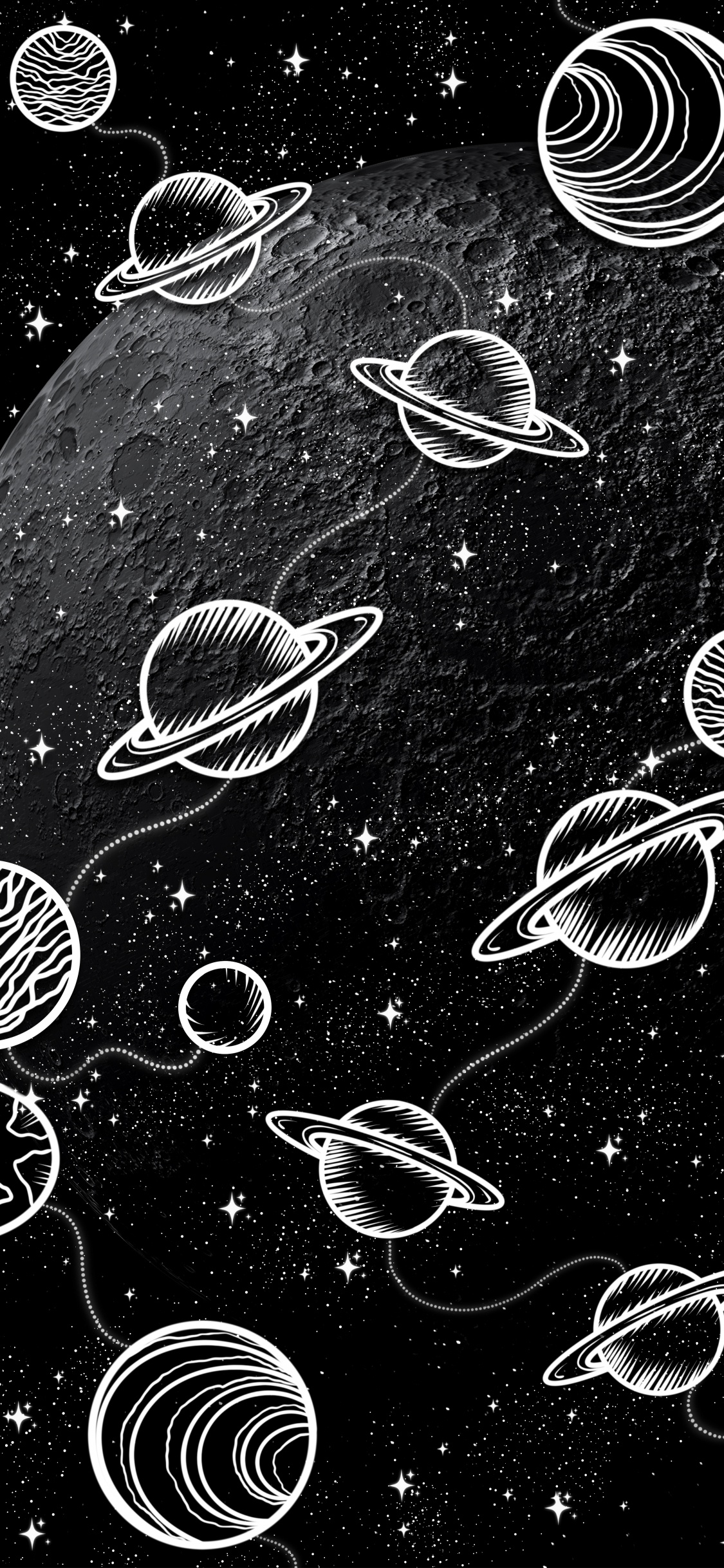 Обои рисование, арт, белые, черный, стиль в разрешении 1125x2436