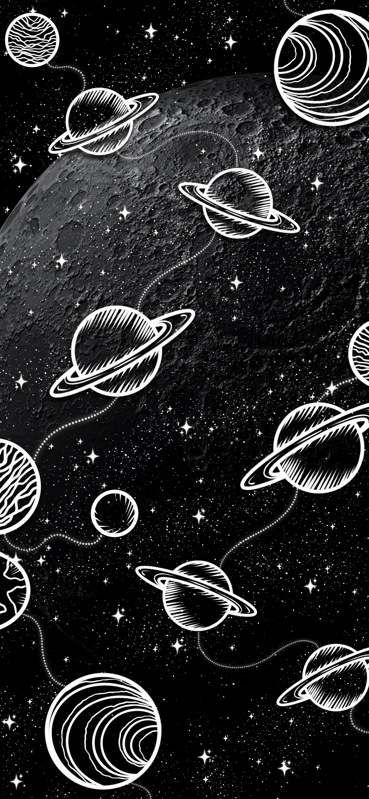 Обои рисование, арт, белые, черный, стиль в разрешении 1242x2688