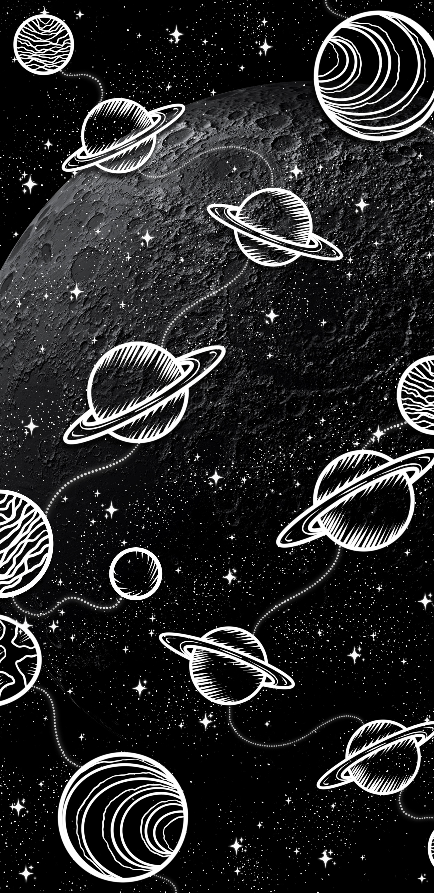 Обои рисование, арт, белые, черный, стиль в разрешении 1440x2960