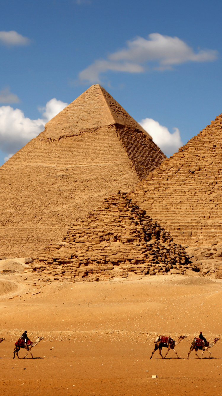 Обои египетская пирамида, пирамида, историческое место, ориентир, памятник в разрешении 750x1334