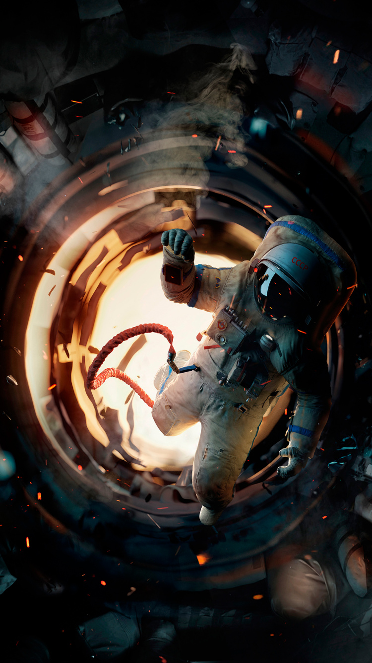 Обои астронавт, арт, космос, земля, иллюстрация в разрешении 750x1334