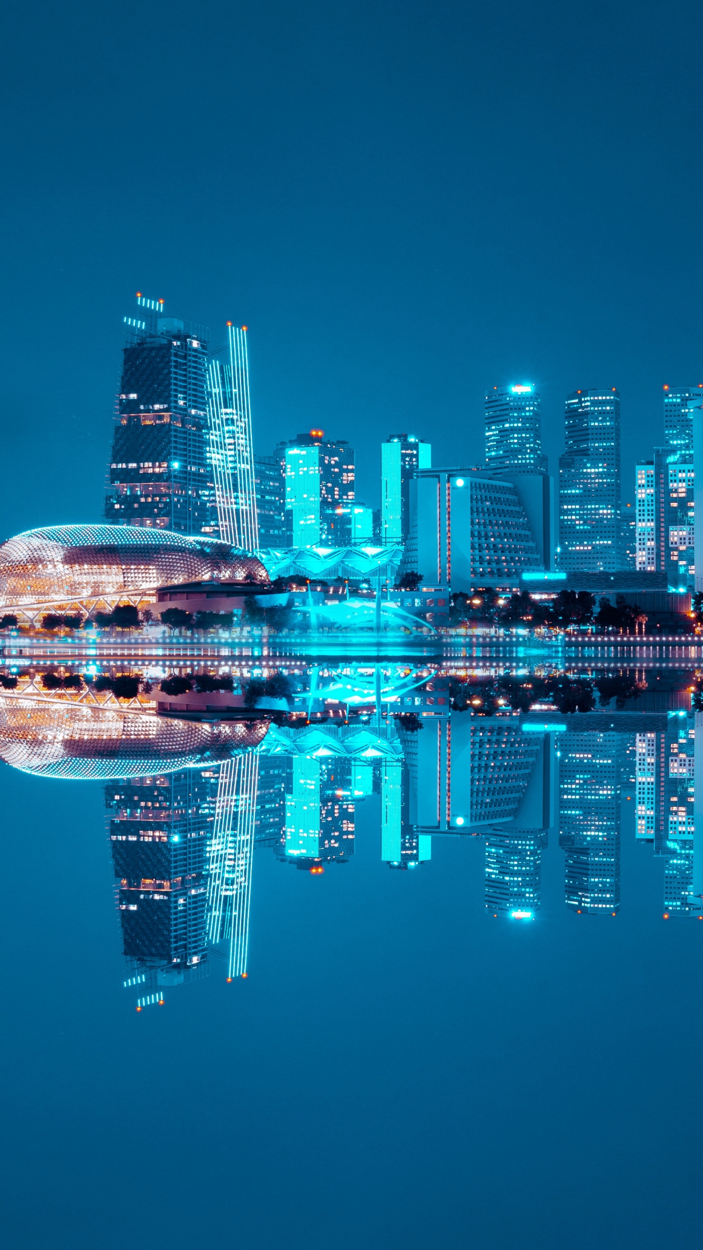 Обои город, городской пейзаж, синий, отражение, линия горизонта в разрешении 1440x2560