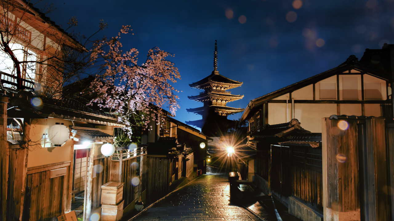 Обои Япония, освещение, облако, древесина, дорожное покрытие в разрешении 1280x720