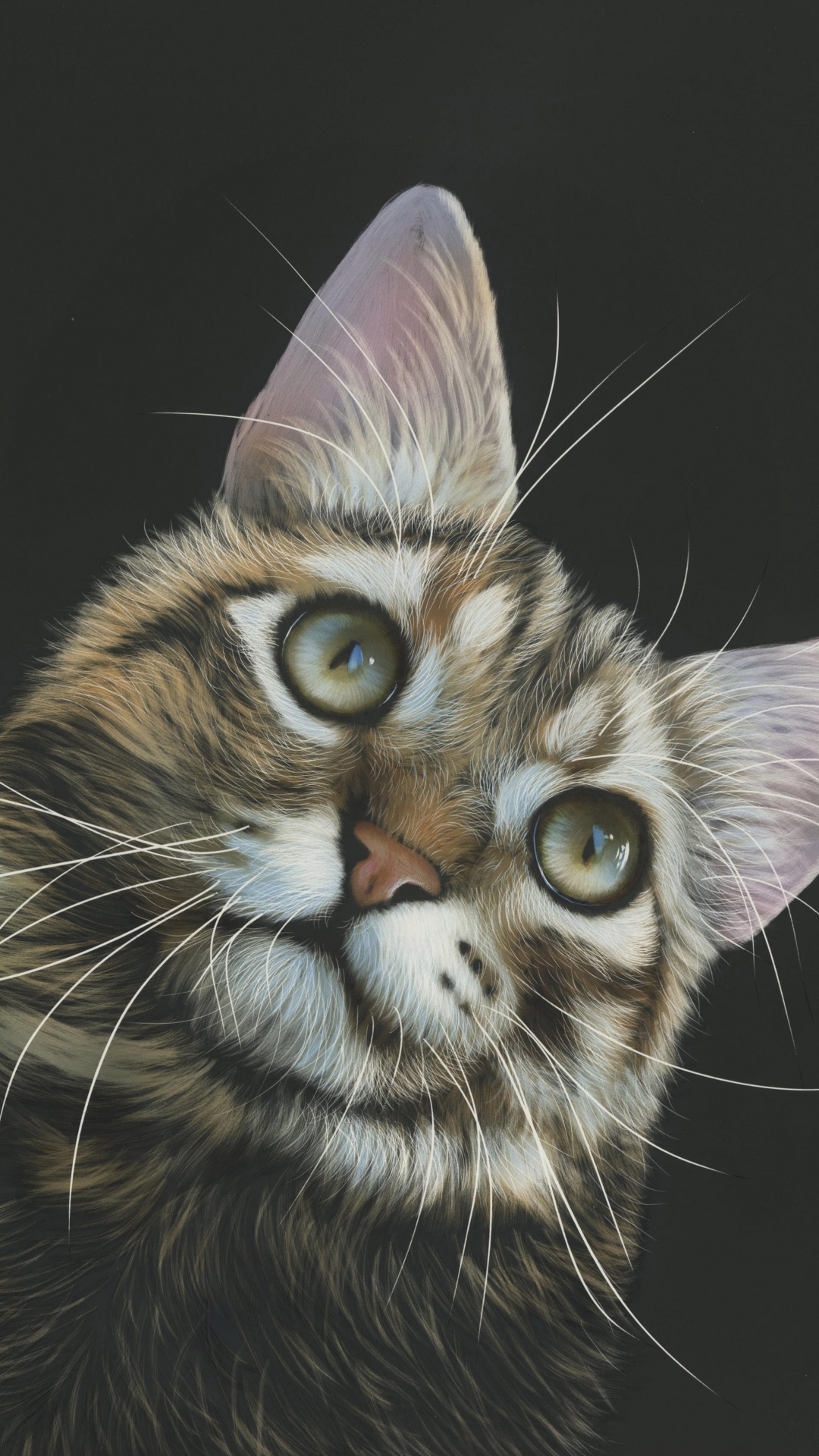 Обои кот, живопись, арт, бакенбарды, кошачьих в разрешении 1080x1920
