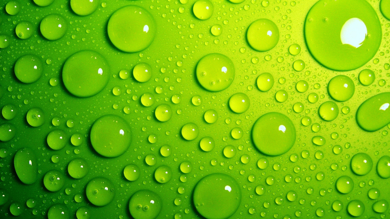 Обои зеленый, вода, роса, падение, влага в разрешении 1366x768