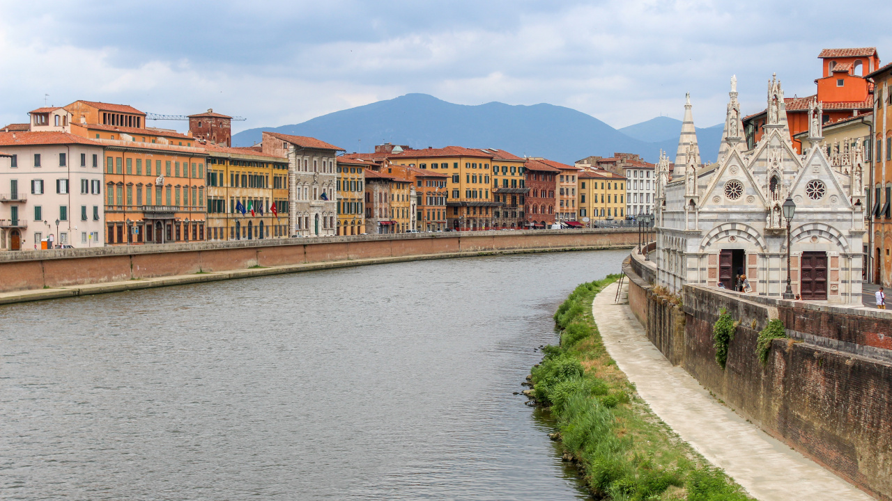 Обои реки, город, водный путь, вода, городок в разрешении 1280x720